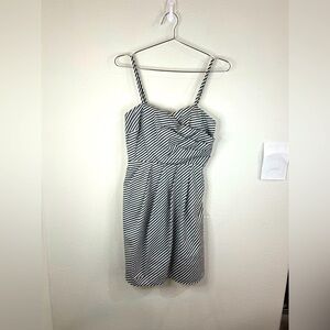 A.Byer Striped Sweetheart Sundress Size 7 Gray White Adjustable Spaghetti Straps